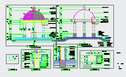 某小区欧式圆顶景观亭设计图纸（CAD）-图二