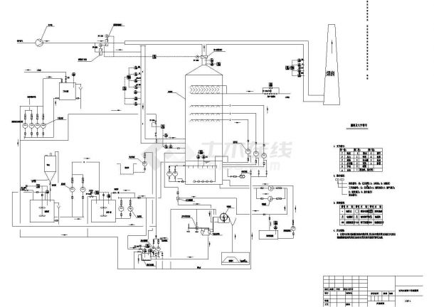 某石灰石膏法工艺流程图纸（CAD）-图一