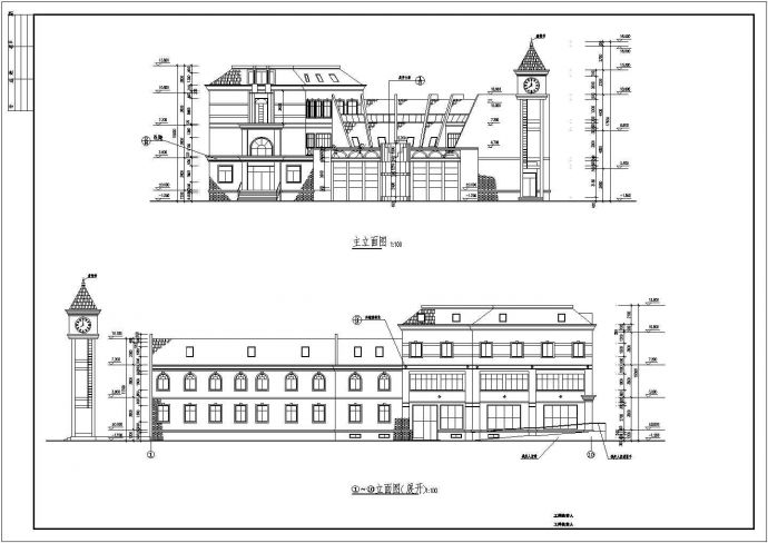 某居住区三层欧式会所建筑扩初设计图_图1