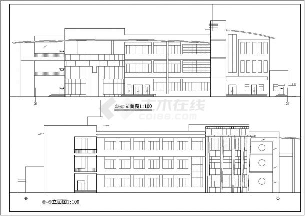 某三层公司食堂全套建筑设计方案图-图一