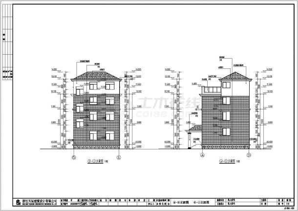 某独立基础3~4层民房建筑结构及模型（CAD）-图二