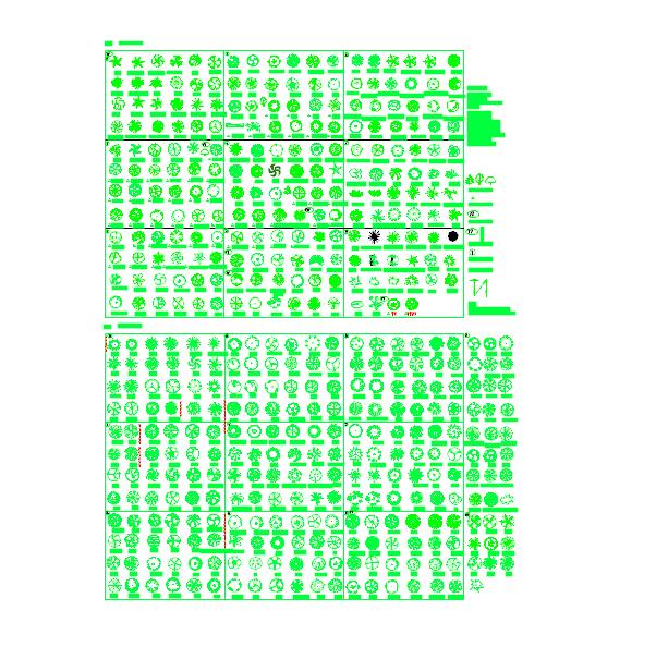园林工程设计绿化配置图标cad下载（非常全面）