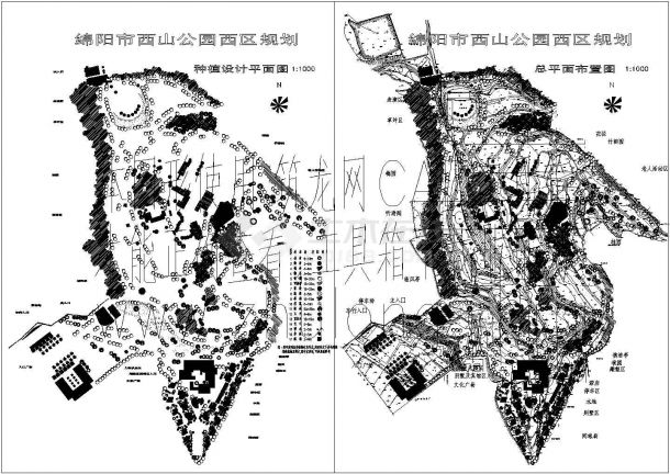 绵阳西山公园西区规划设计CAD图纸-图一