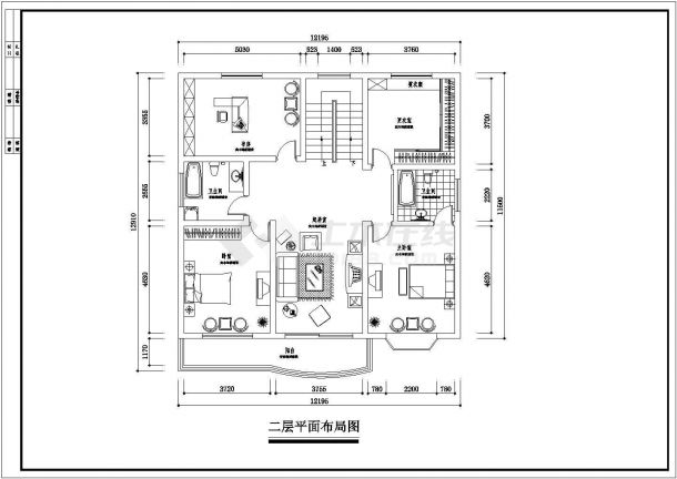 一套超完整的家装装修设计cad施工图-图二