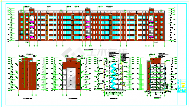 湖南省某5层小学教学楼建筑设计施工图-图二