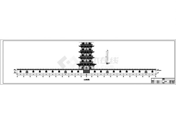 河北省某7层高40.54m仿古宝塔建筑设计施工图-图一