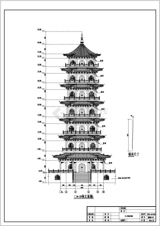 河北省某7层高40.54m仿古宝塔建筑设计施工图-图二