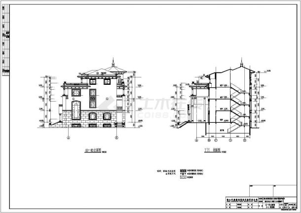 欧式双拼别墅详细建筑设计图（含设计说明）-图二