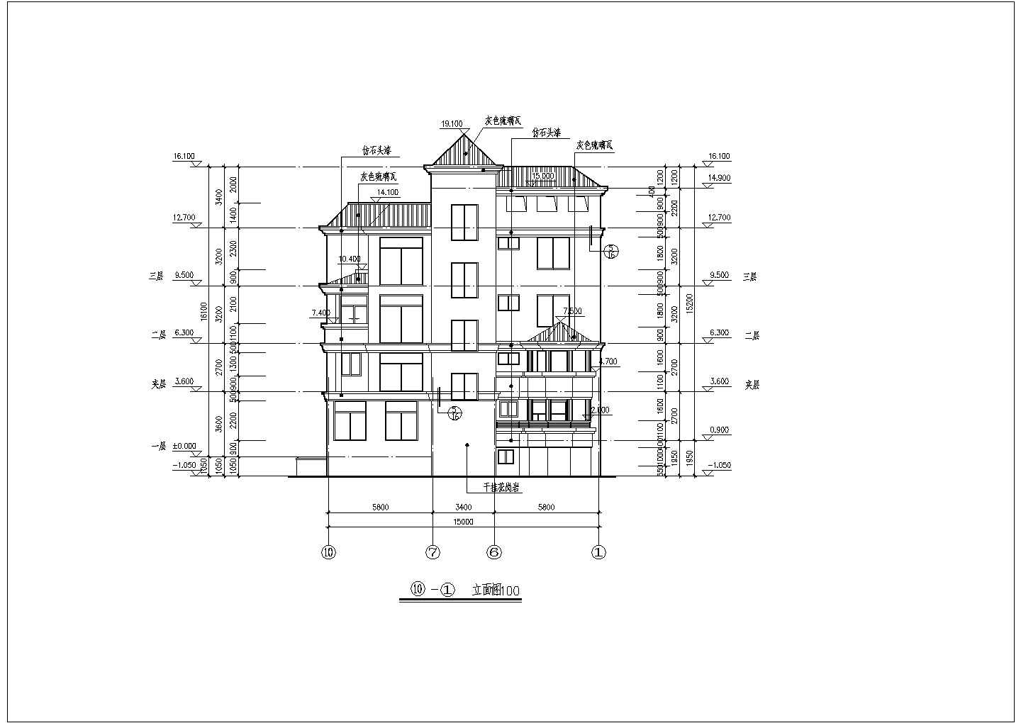 豪华独栋三层半新农村自建别墅详细建筑设计图