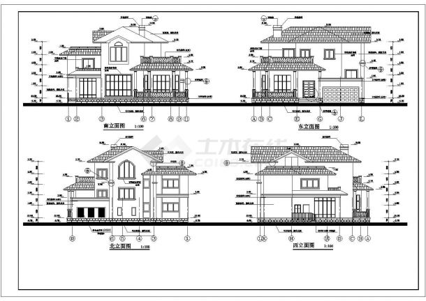 都市风格三层大气自建房屋详细建筑设计图-图二