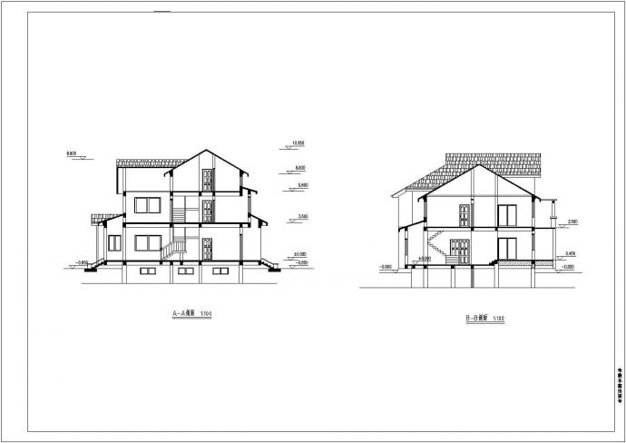 小型古朴带阁楼三层半自建房屋详细建筑设计图_图1