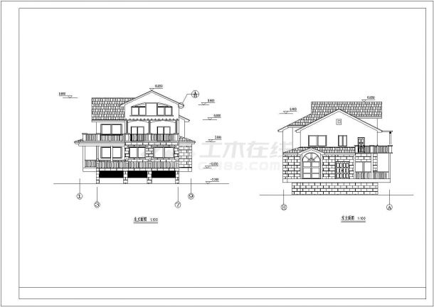 小型古朴带阁楼三层半自建房屋详细建筑设计图-图二