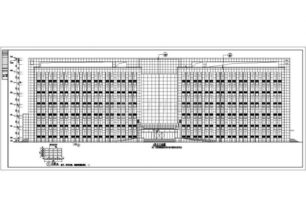 山东省某6层框架结构办公楼建筑设计施工cad图-图二