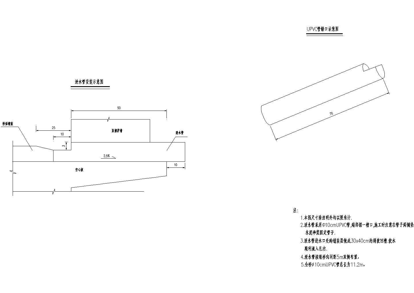 某预制空心板桥面排水布置节点详图设计