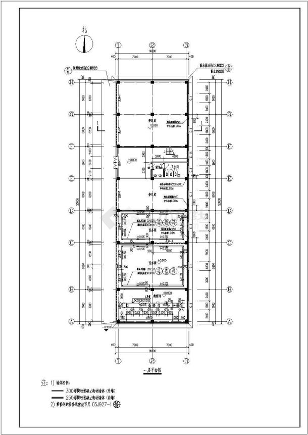 某两层洗车店汽车修理车间建筑设计施工图-图二