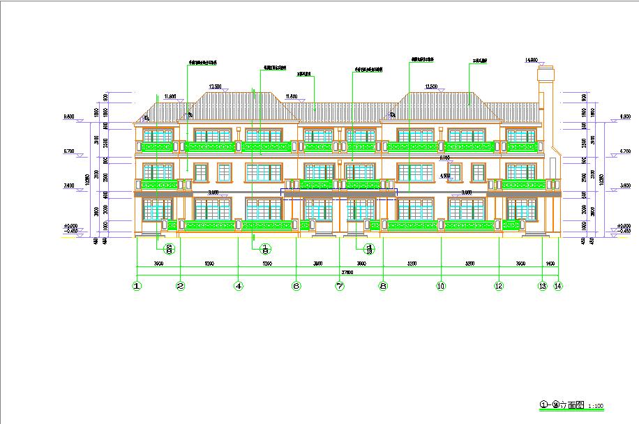江苏省某地某3层联排别墅全专业设计施工图