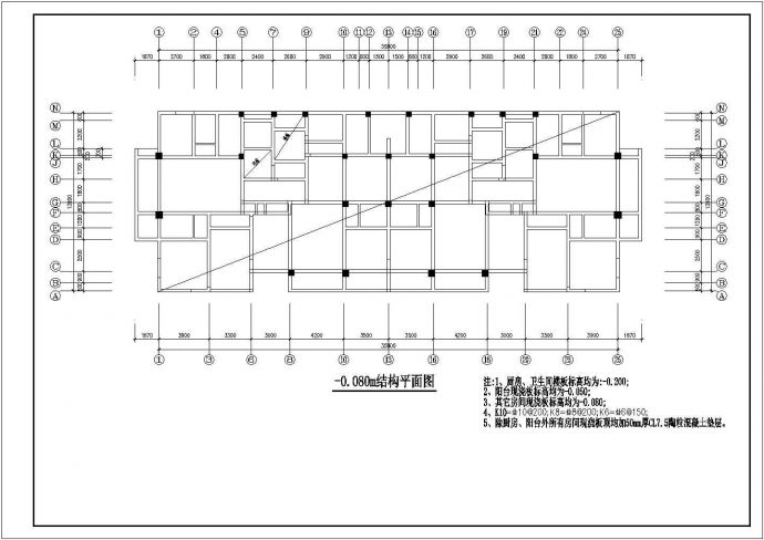 十二层住宅楼框剪结构cad施工工程图纸_图1