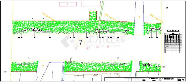 某地道路绿化带植物种植平面图CAD图纸-图二