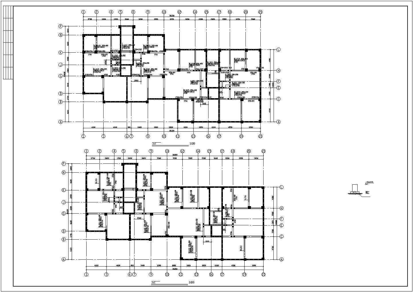 详细框剪结构住宅楼cad施工工程图纸