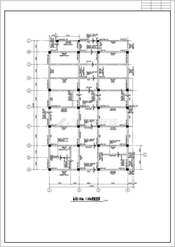 河北小学教学楼5层框架结构施工cad平面设计方案图纸-图二