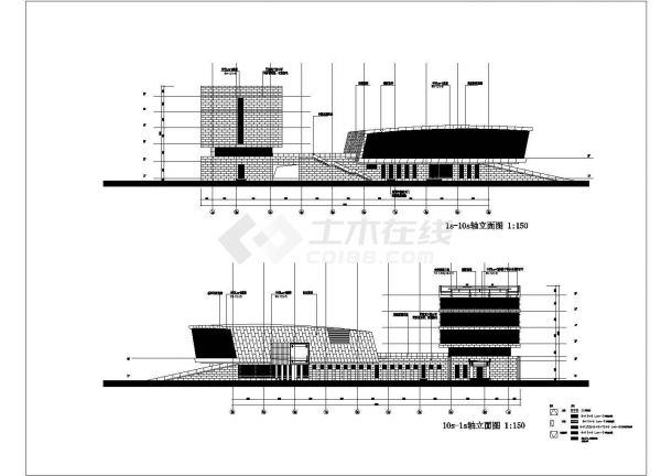 五层框架结构办公楼建筑cad施工图（带汽车坡道、楼图设计图）-图二