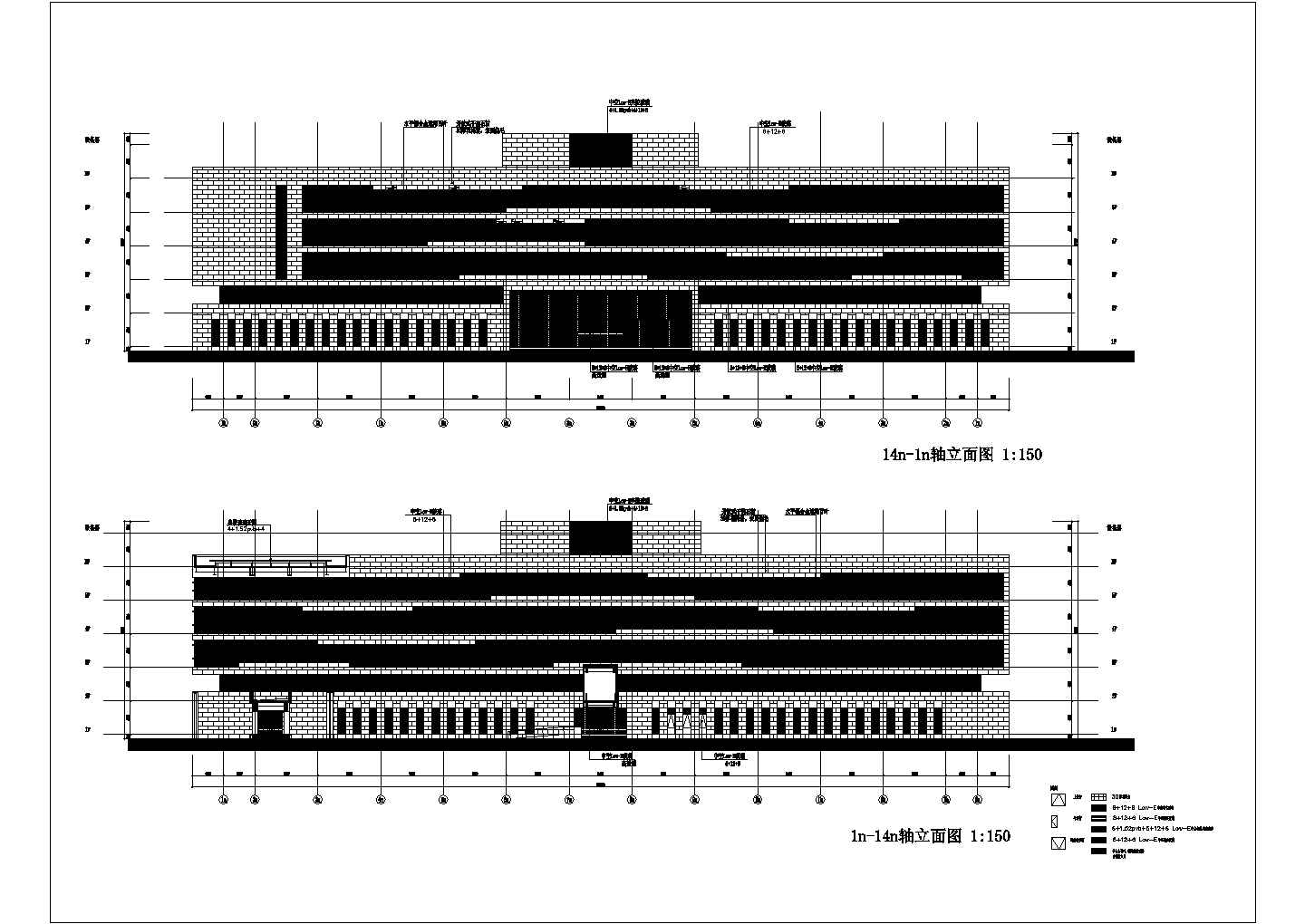 五层框架结构办公楼建筑cad施工图（带汽车坡道、楼图设计图）