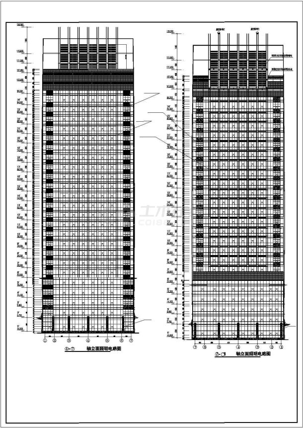 某大厦建筑泛光照明电气施工CAD图-图一