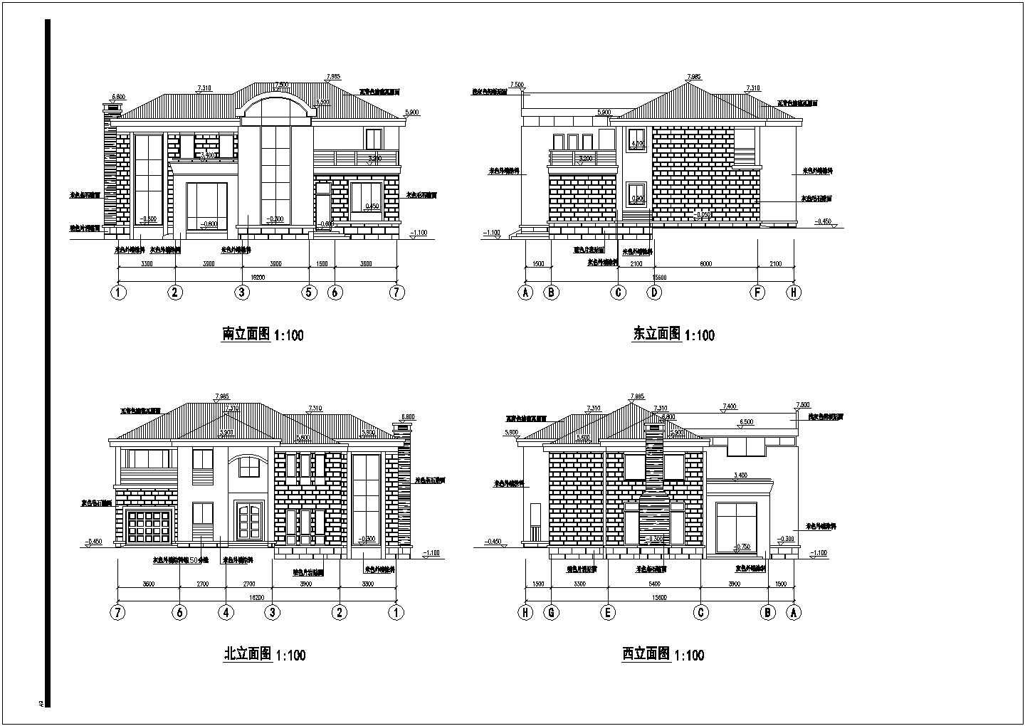 某三层经典别墅户型住宅建筑施工方案图