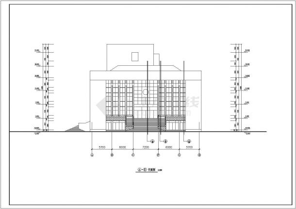 某五层办公楼建筑设计cad图纸（含平立剖）-图二