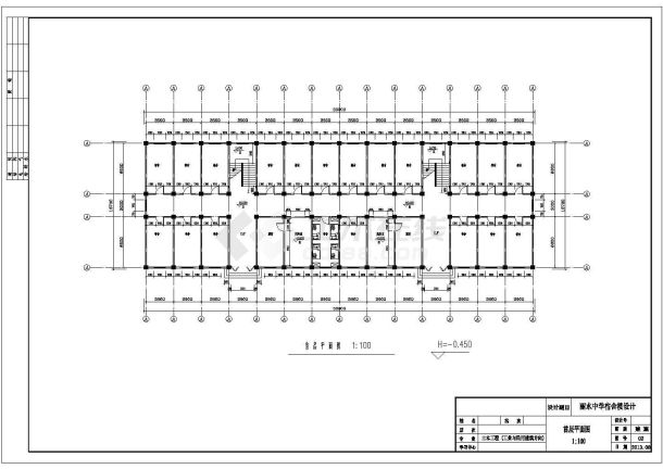 4898平框架结构中学宿舍楼全套建筑结构设计cad施工图-图一