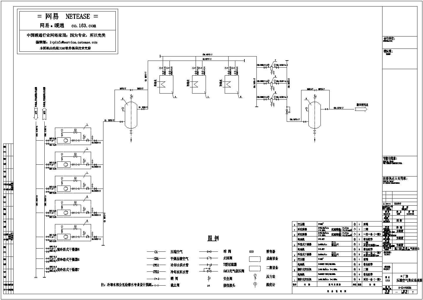 某压缩空气系统流程cad设计图