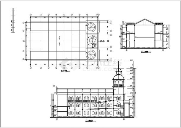 浙江省某城区三层教堂CAD建住施工图-图二