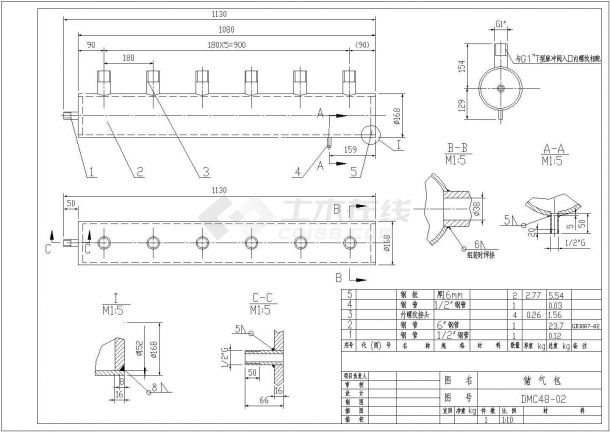 DMC48脉冲单机袋式收尘器全套图CAD图纸-图二