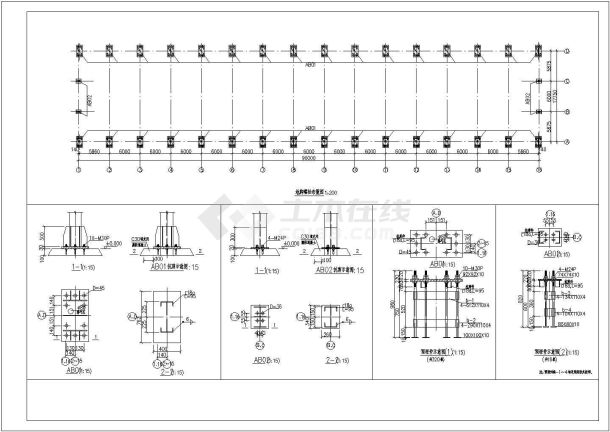 单跨带吊车的钢结构厂房结构设计cad施工图-图一