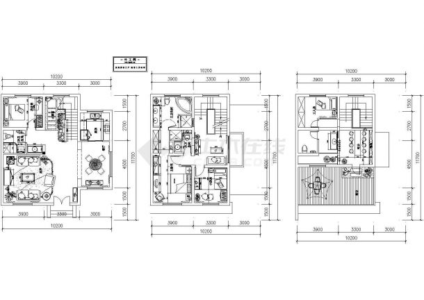 某三层私人别墅建筑方案平面图-图一