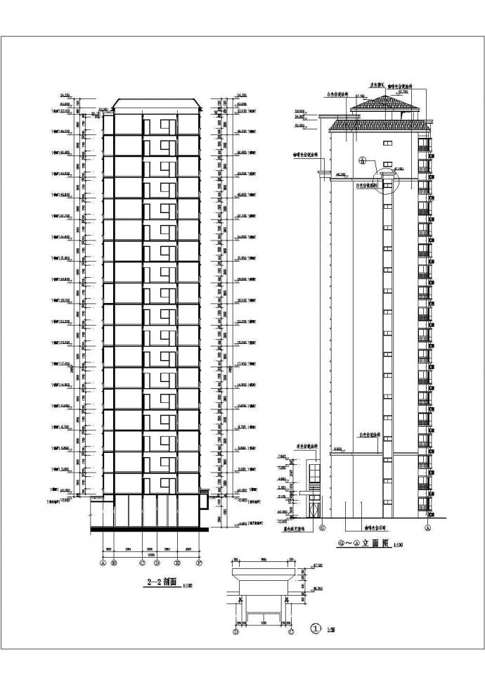 某18层北方高层住宅楼建筑设计平立剖图纸_图1