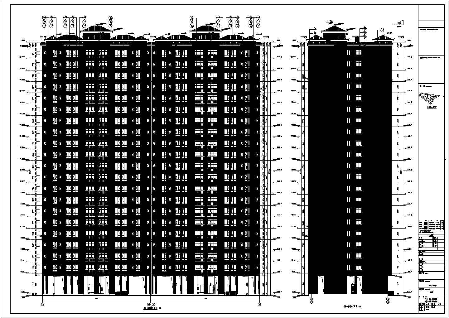 二十一层欧式住宅拆迁高层安置房建筑cad施工图（甲级设计院）