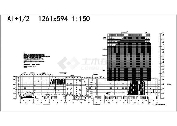 某十七层现代风格商业广场建筑cad施工图（甲级设计院）-图二