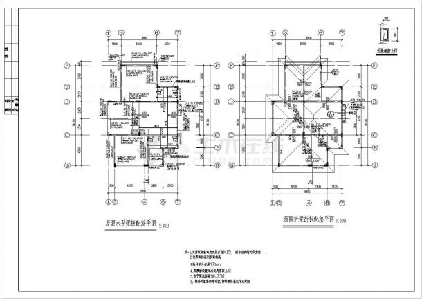 两层框架结构欧式别墅全套建筑结构设计cad施工图-图二
