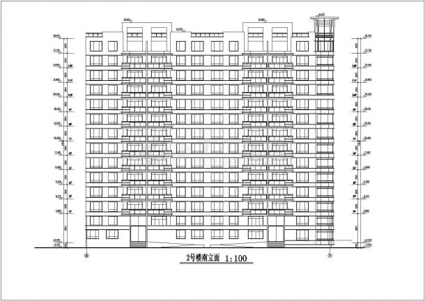 某12层高层住宅楼建筑设计平立剖图纸（含大样）-图二