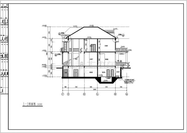 东南亚风格带地下室二层自建别墅详细建筑设计图-图二