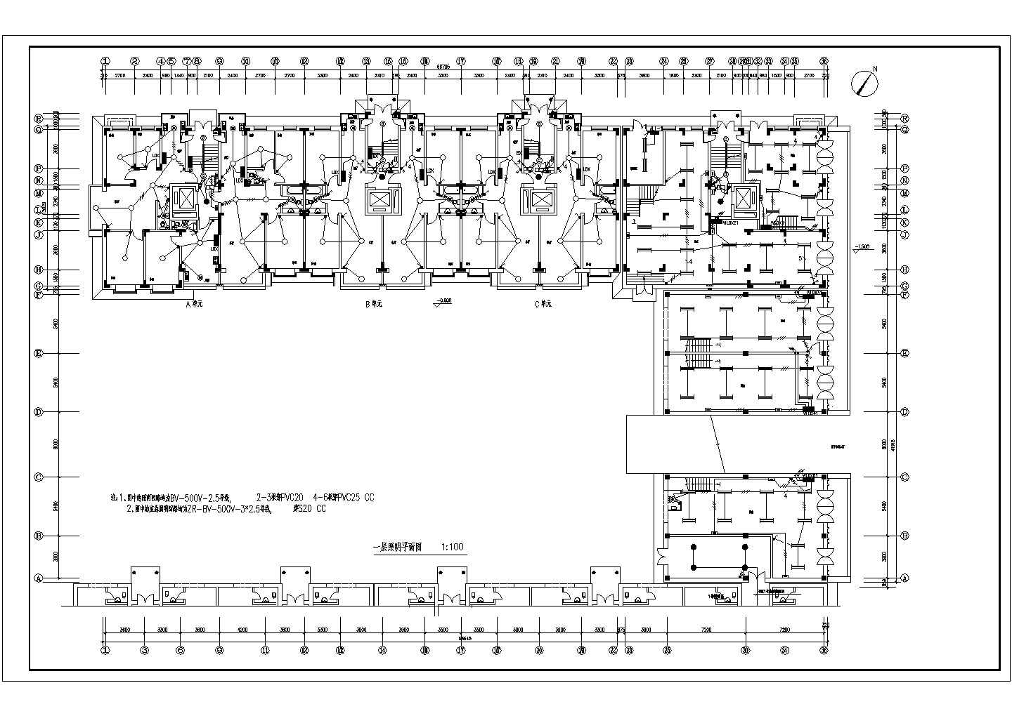 某地区12层住宅楼电气CAD施工图
