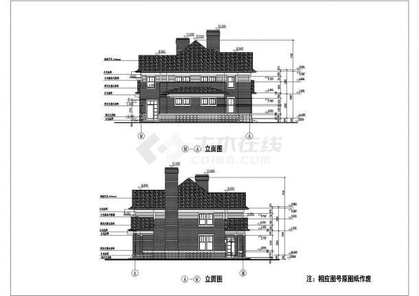 陕西省某地区二层别墅设计方案图纸-图二