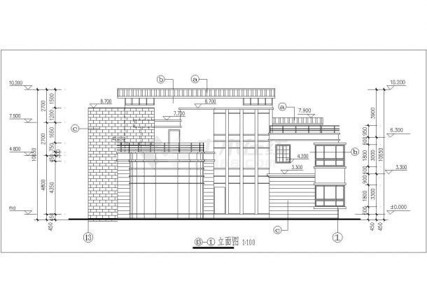 现代个性三层房屋详细建筑设计施工图-图一