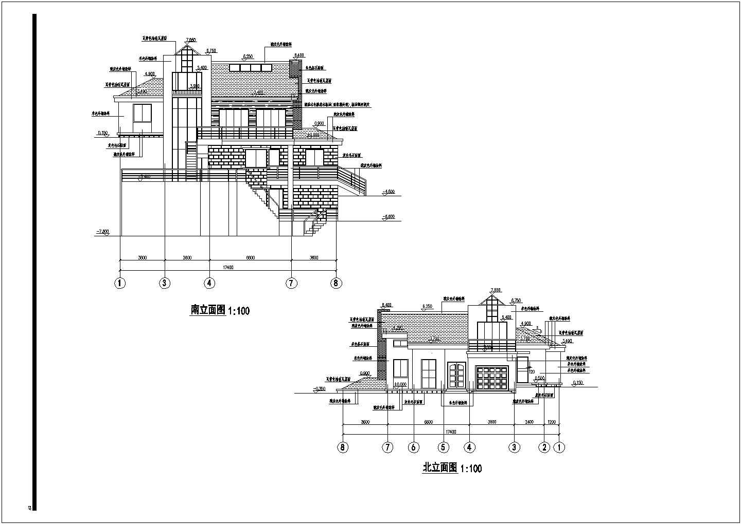 新潮时尚二层带地下室别墅详细建筑设计图