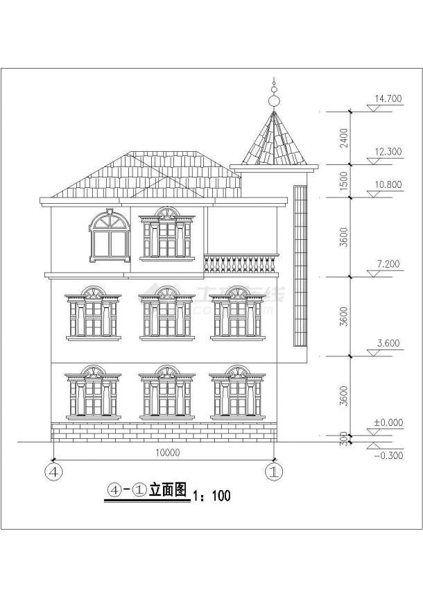 欧式三层小型小洋楼建筑设计户型图-图二