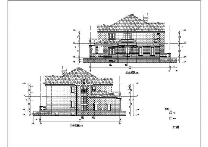 精美二层半砖混自建别墅详细建筑设计图_图1
