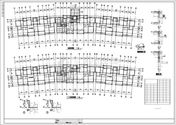 某小区11层住宅楼框剪结构cad图纸(平立面)-图二