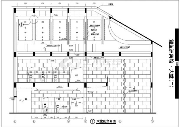 江苏省某城区二层鲤鱼宾馆CAD建筑图-图一
