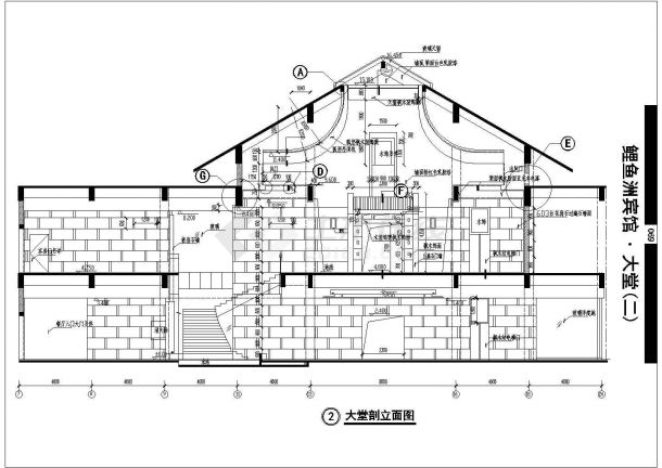 江苏省某城区二层鲤鱼宾馆CAD建筑图-图二